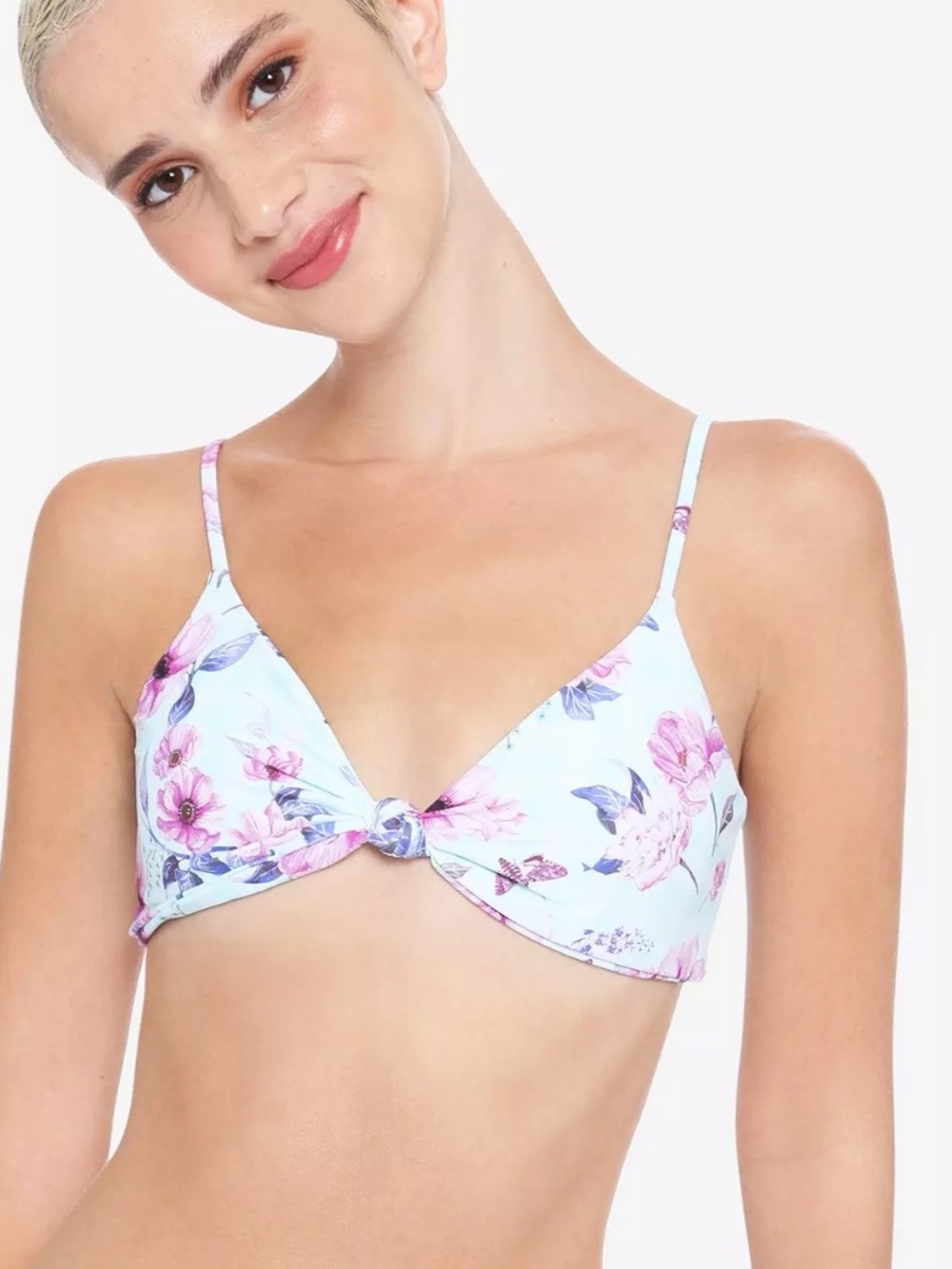 Hot Topic Soft Floral Triangle Swim Bikini Top Size Large